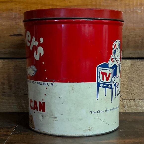 Vintage Becker's Pretzel Bakeries Tin Snack Can, 4.5 lbs. - Picture 2 of 7